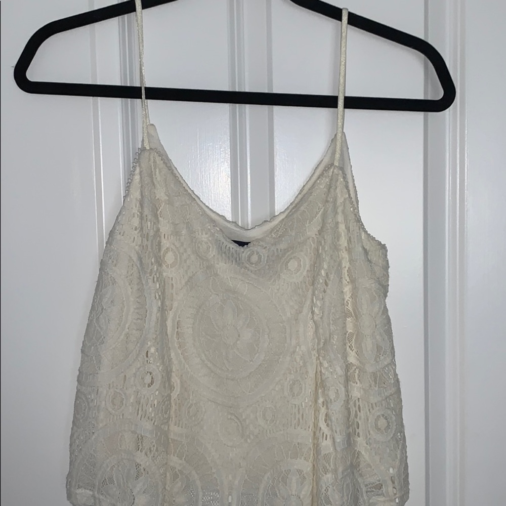 Off white crotchet crop tank top